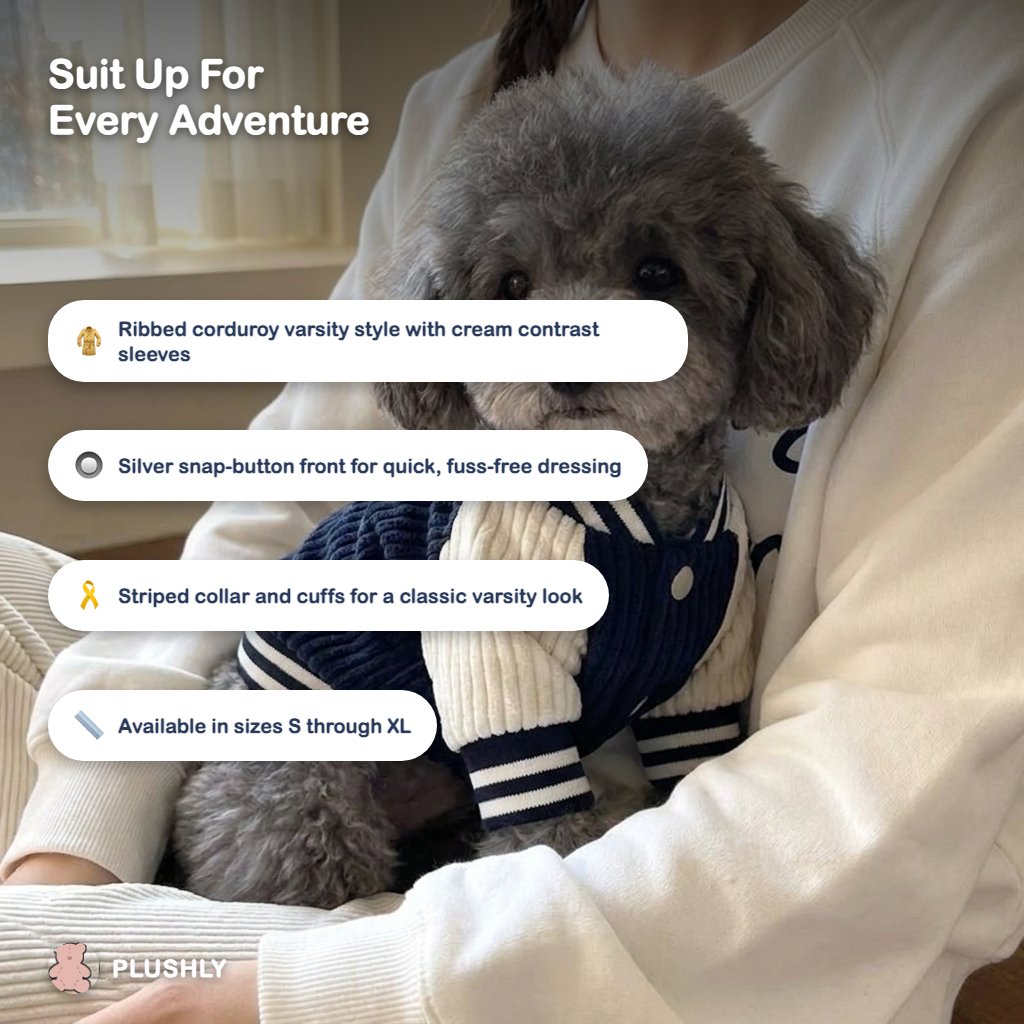 Corduroy Varsity Jacket for Dogs