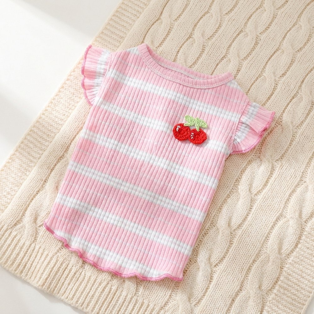 Striped Cherry Ruffle Vest for Dogs