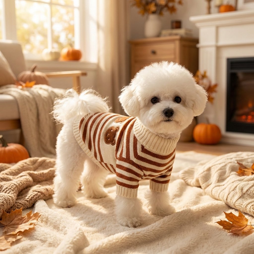 Striped Bear Patch Sweater for Dogs Collection: Cozy Layers