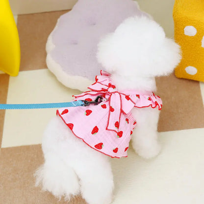 Strawberry Print Cotton Dress for Dogs
