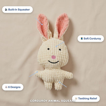 Corduroy Animal Squeaky Plush Toy