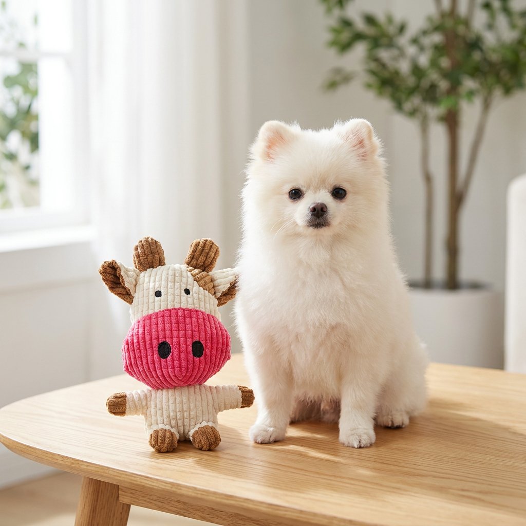 Corduroy Animal Squeaky Plush Toy
