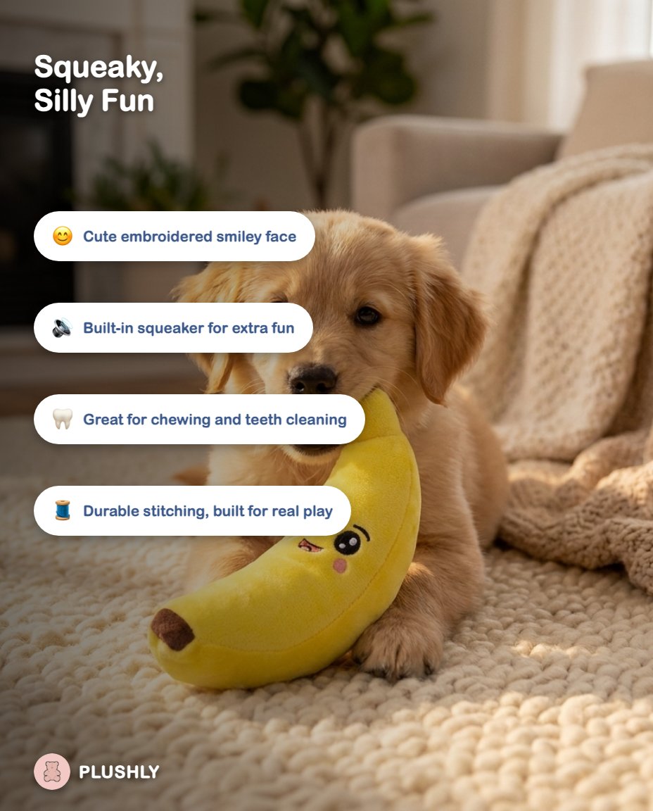 Squeaky Banana Plush Chew Toy for Dogs