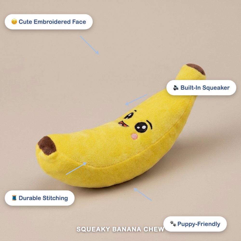 Squeaky Banana Plush Chew Toy for Dogs