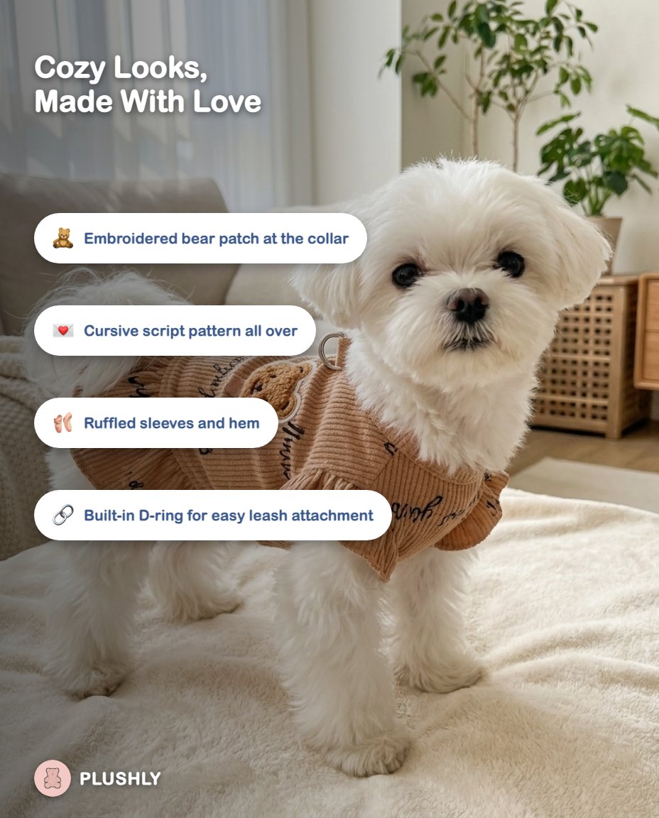 Love Script Ribbed Knit Dress for Dogs