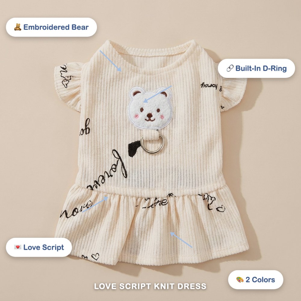 Love Script Ribbed Knit Dress for Dogs