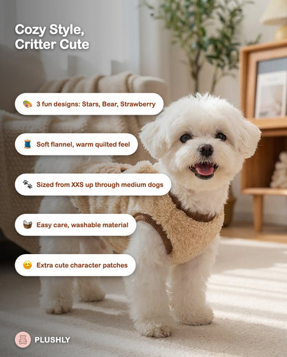 Cozy Critter Flannel Puffer Vest for Dogs