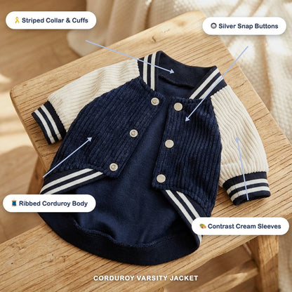 Corduroy Varsity Jacket for Dogs