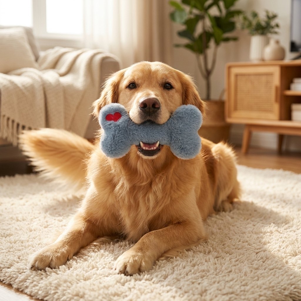 Fuzzy Heart Bone Plush Dog Toy