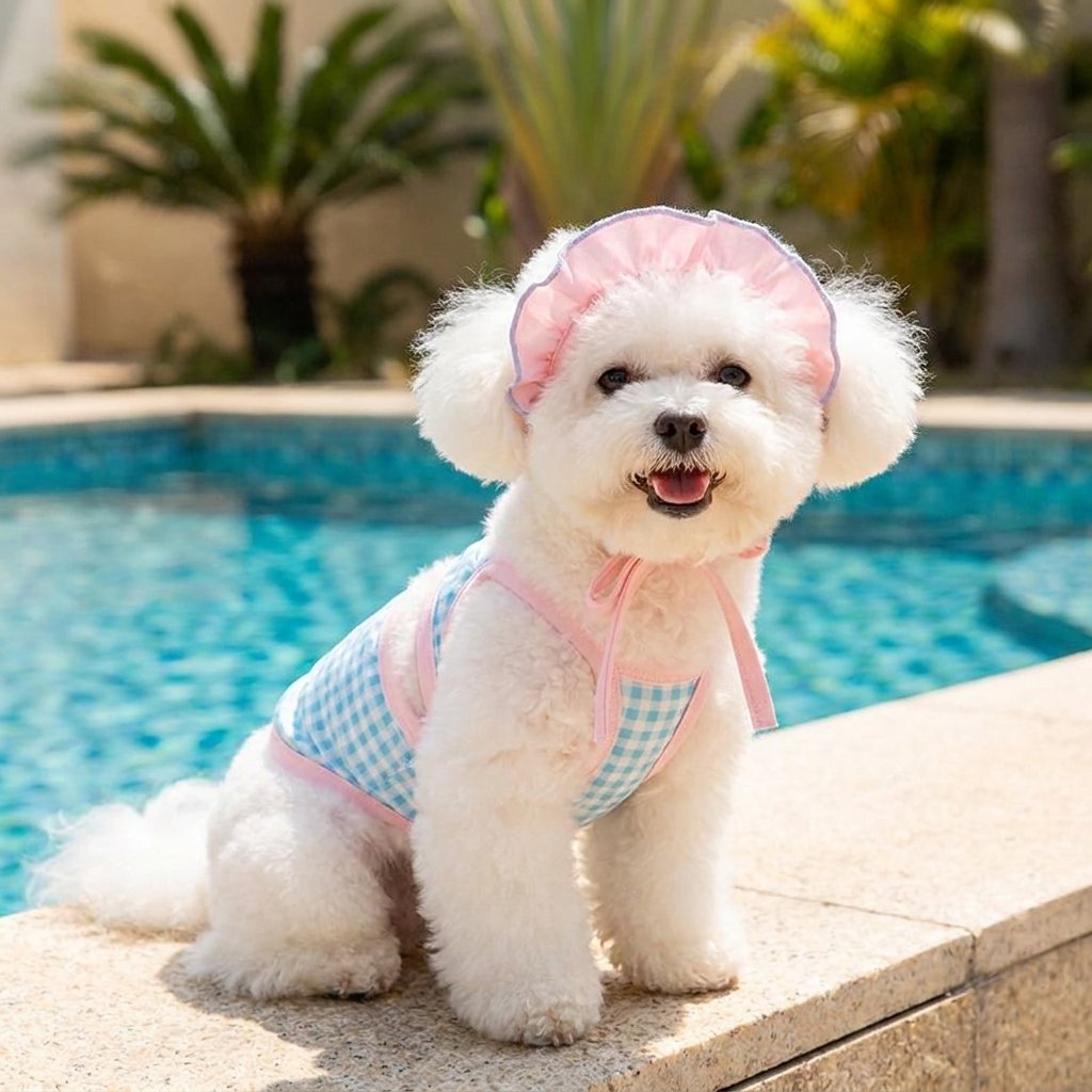 Gingham Swimsuit & Bonnet Set