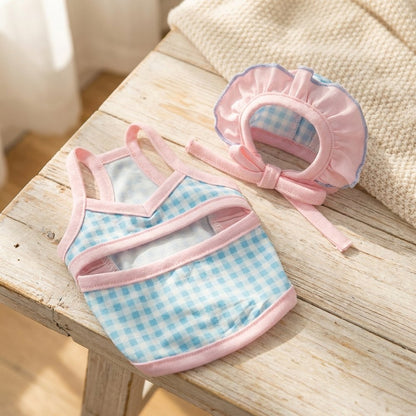 Gingham Swimsuit & Bonnet Set