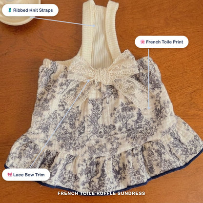 French Toile Ruffle Sundress