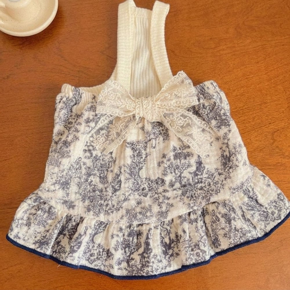 French Toile Ruffle Sundress