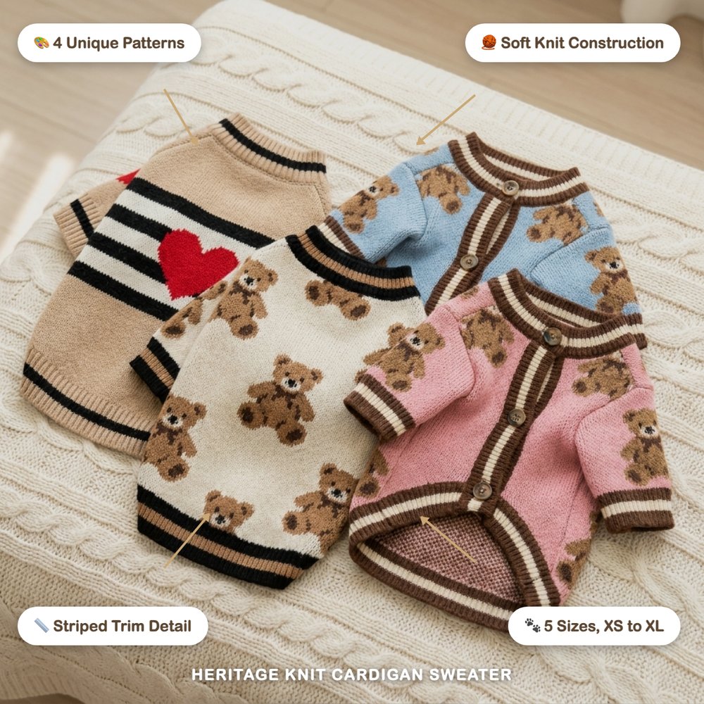 Heritage Knit Cardigan Sweater for Dogs