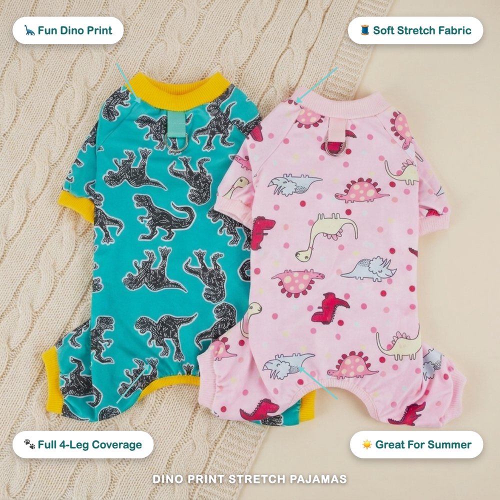 Dino Print Stretch Pajamas for Dogs