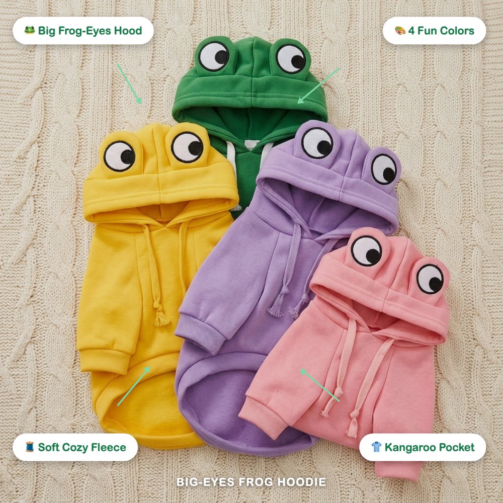 Big-Eyes Frog Hoodie for Dogs