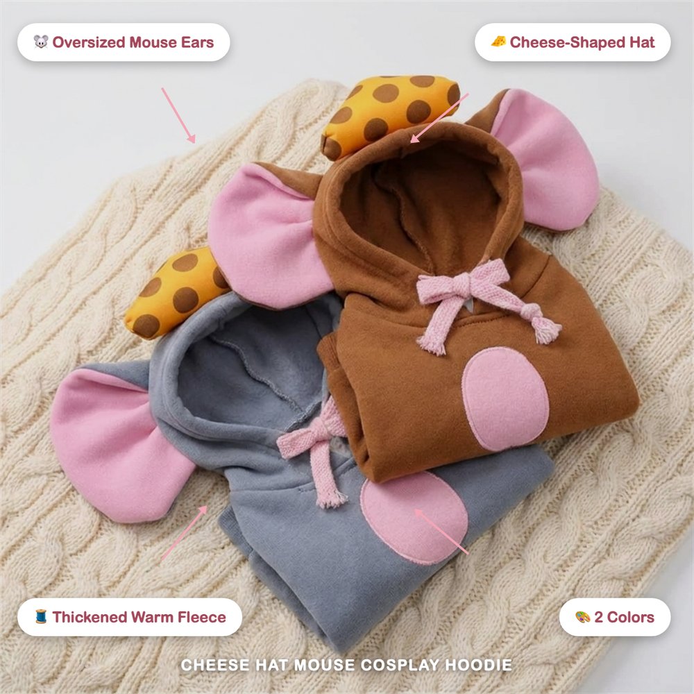 Cheese Hat Mouse Cosplay Hoodie for Dogs
