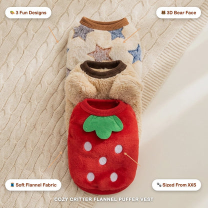 Cozy Critter Flannel Puffer Vest for Dogs