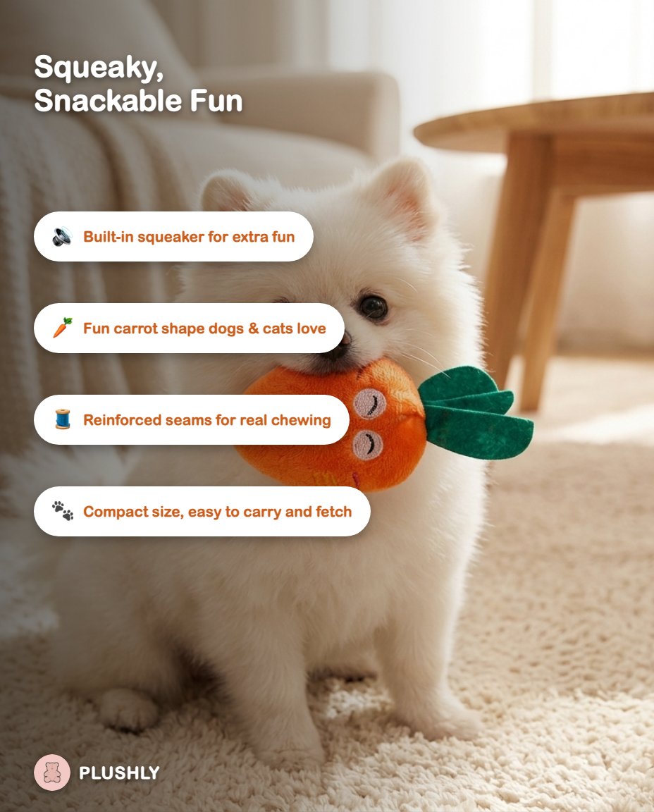 Plush Carrot Squeaky Toy for Dogs & Cats