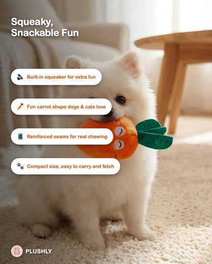 Plush Carrot Squeaky Toy for Dogs & Cats