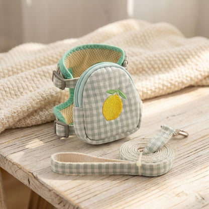 Cat Harness & Leash Set with Mini Fruit Backpack