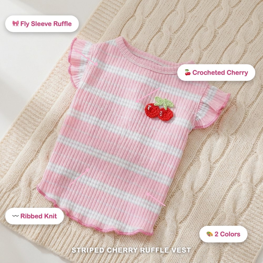Striped Cherry Ruffle Vest for Dogs