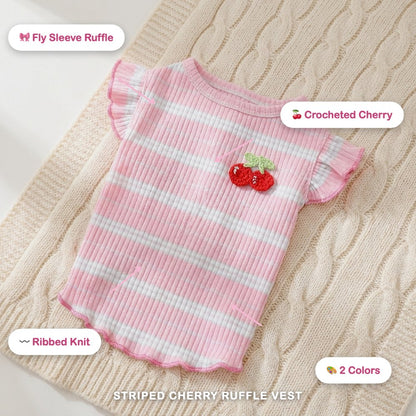 Striped Cherry Ruffle Vest for Dogs