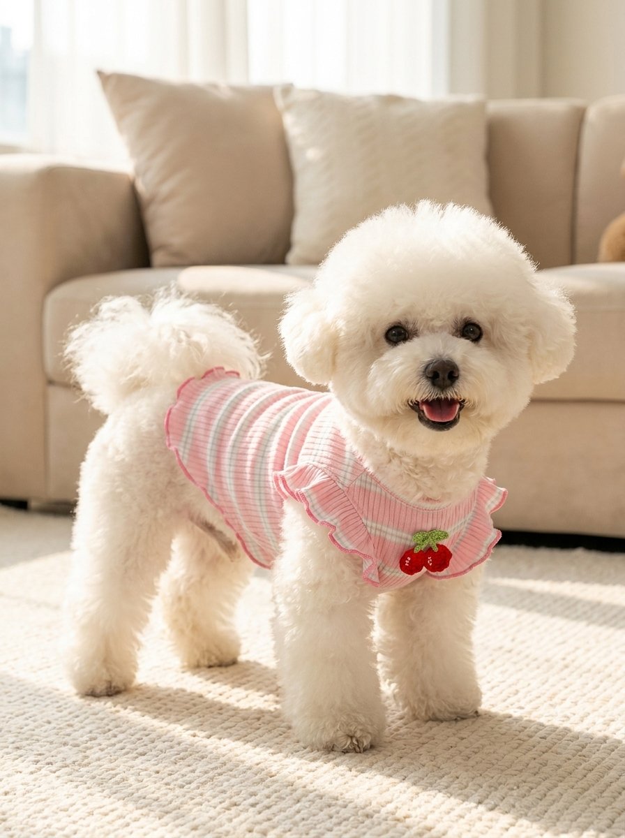 Striped Cherry Ruffle Vest for Dogs