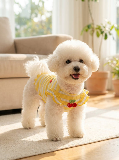 Striped Cherry Ruffle Vest for Dogs