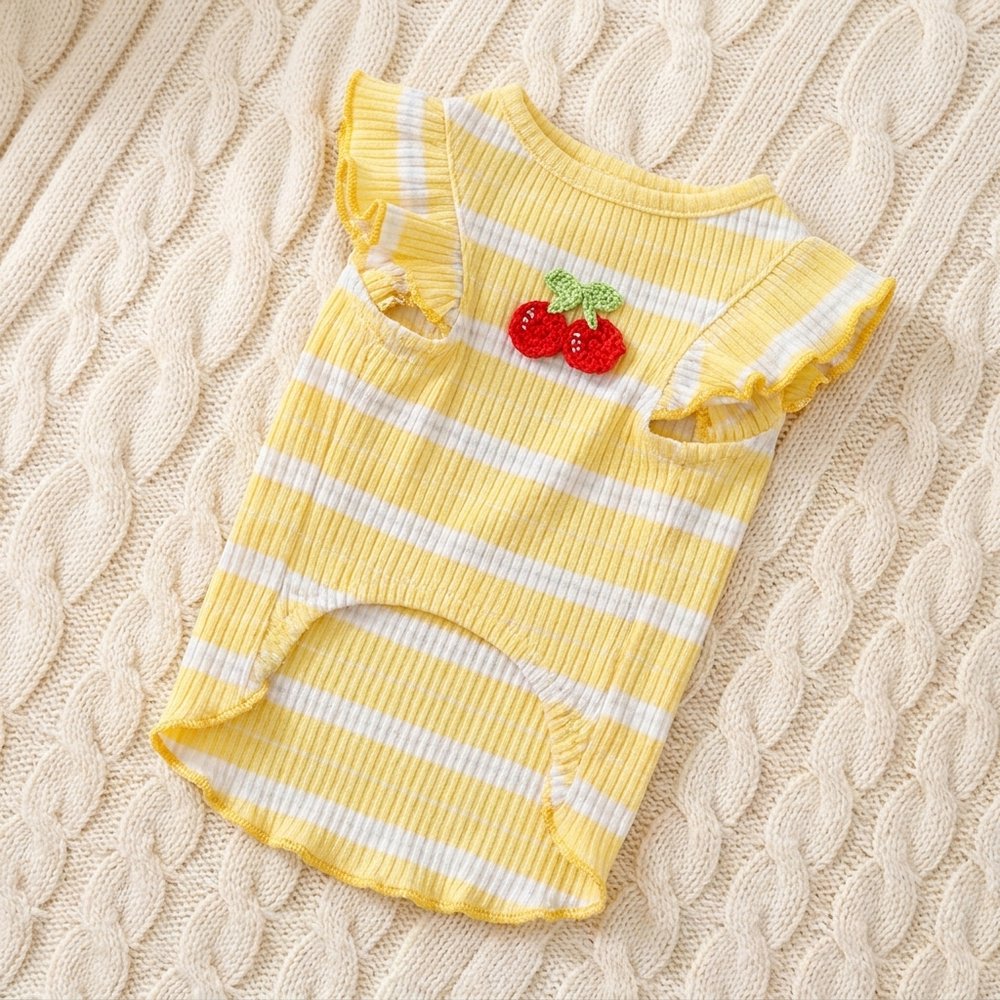 Striped Cherry Ruffle Vest for Dogs