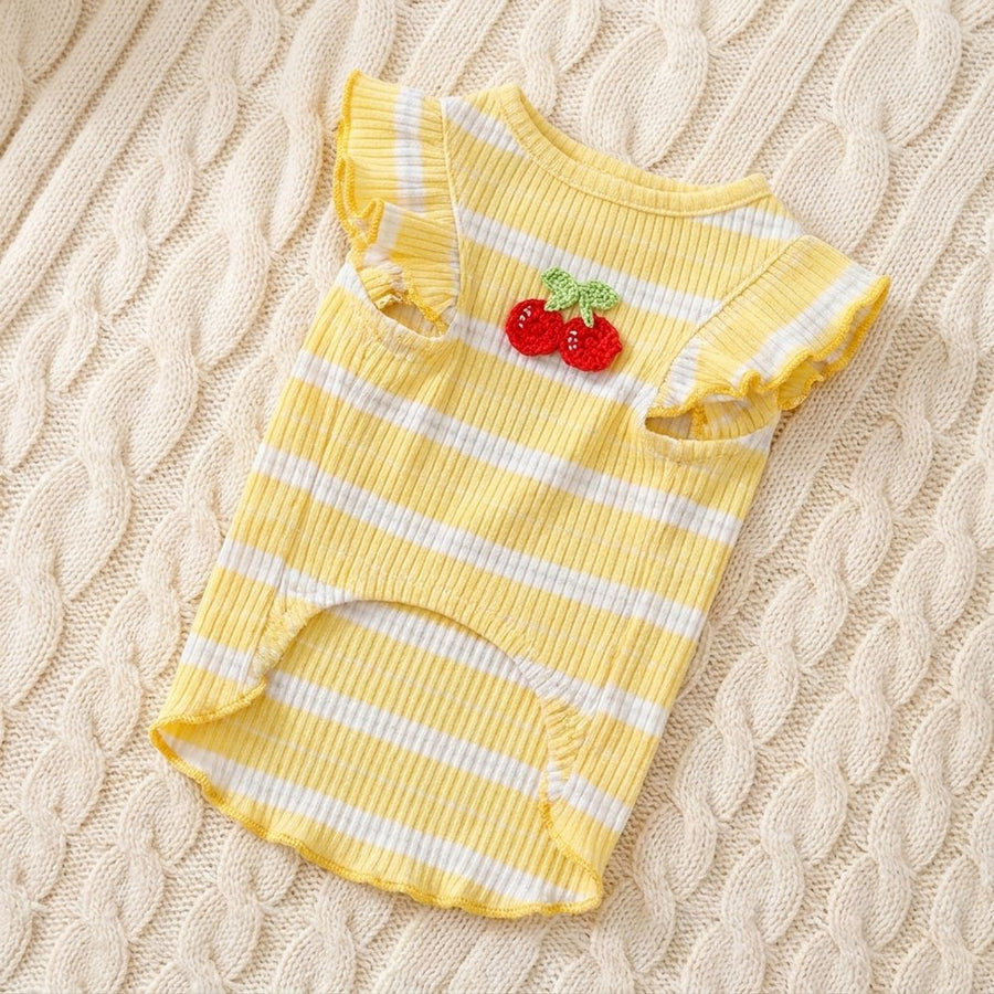 Striped Cherry Ruffle Vest for Dogs