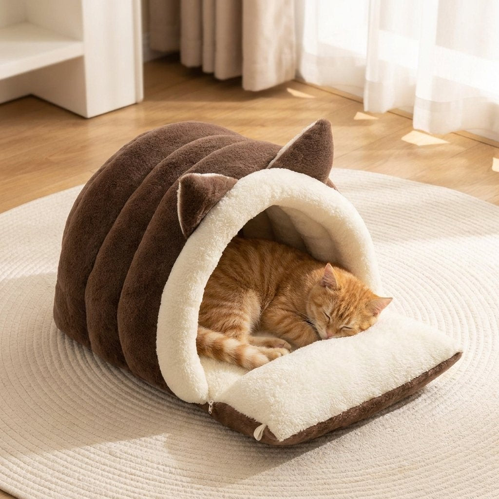 Cozy Cat Ear Enclosed Cave Bed