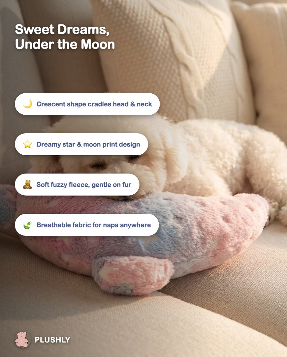 U-Crescent Moon Pet Sleeping Pillow — Star Print Neck Support Cushion