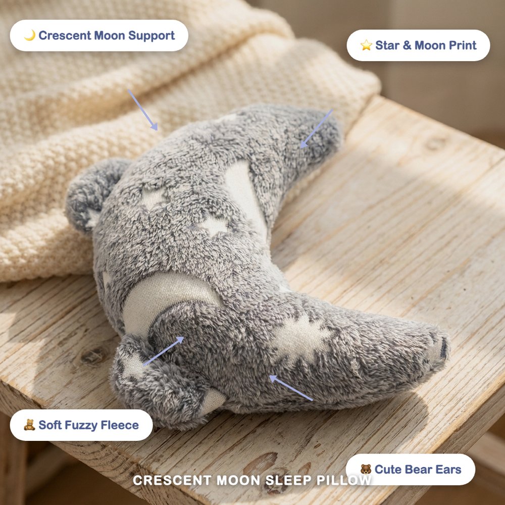 U-Crescent Moon Pet Sleeping Pillow — Star Print Neck Support Cushion