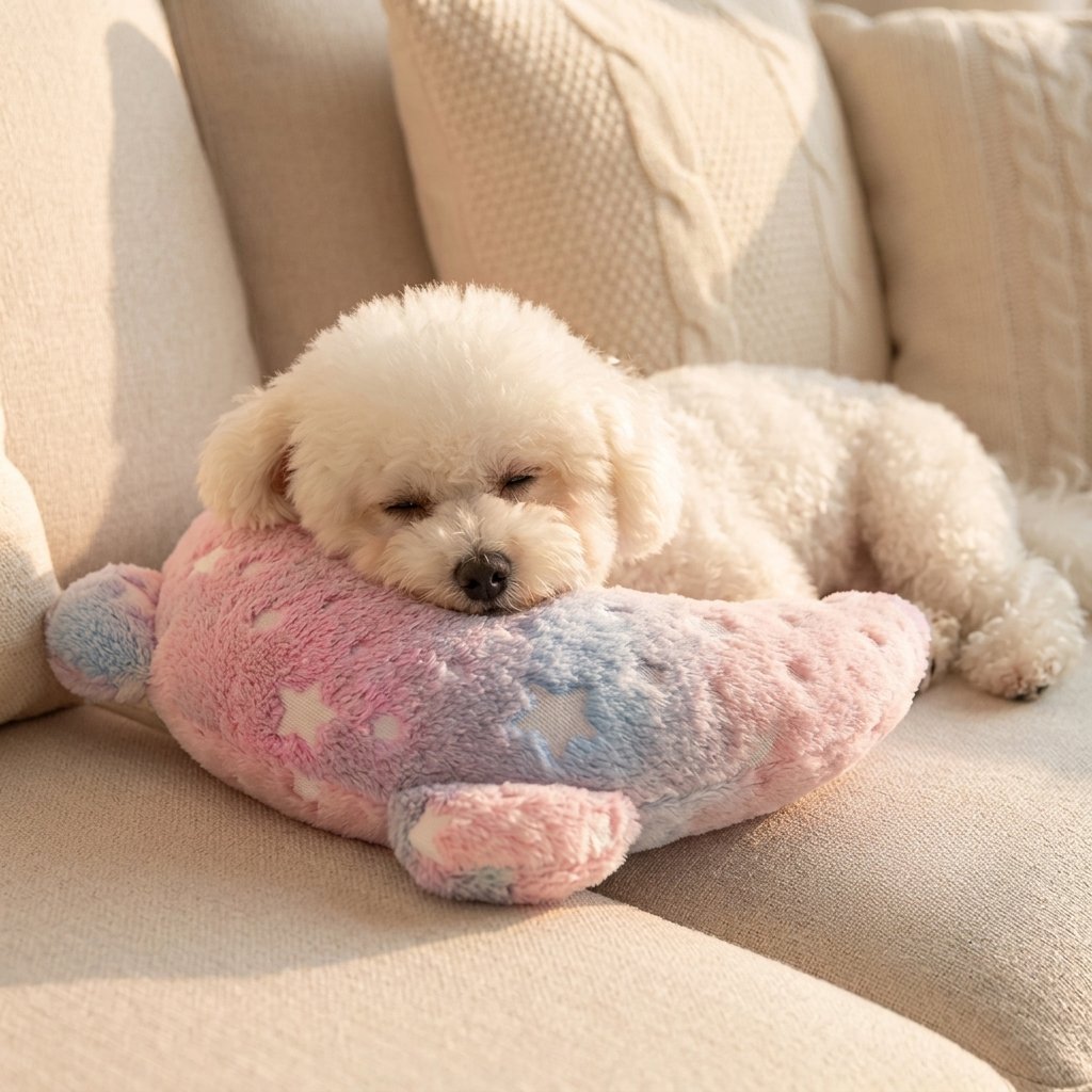 U-Crescent Moon Pet Sleeping Pillow — Star Print Neck Support Cushion