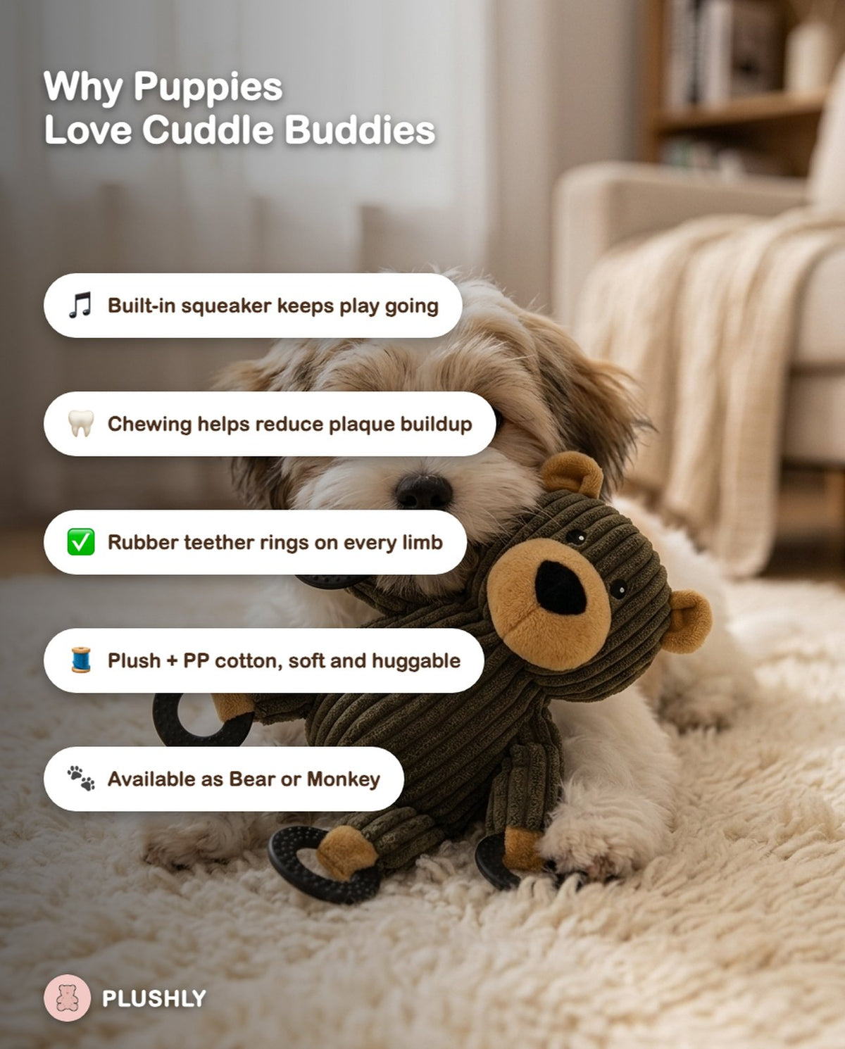 Cuddle Buddies Squeaky Chew Toy