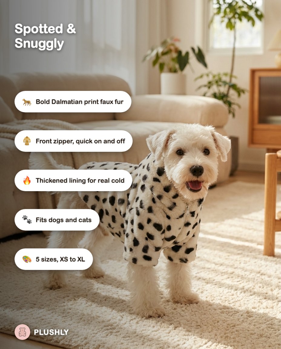Dalmatian Print Faux Fur Coat for Dogs & Cats