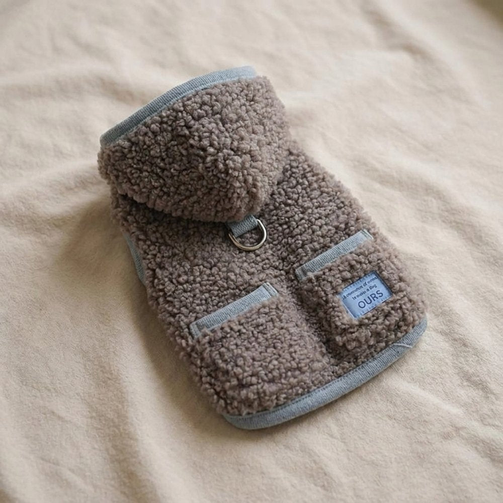 Hooded Sherpa Fleece Vest Coat
