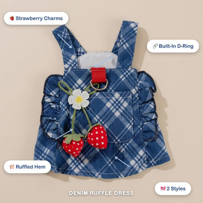 Denim Polka Dot Ruffle Dress for Dogs
