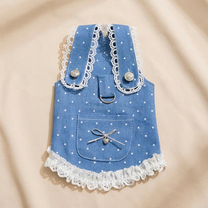 Denim Polka Dot Ruffle Dress for Dogs