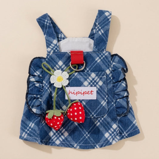 Denim Polka Dot Ruffle Dress for Dogs