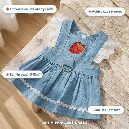 Strawberry Denim Princess Dress