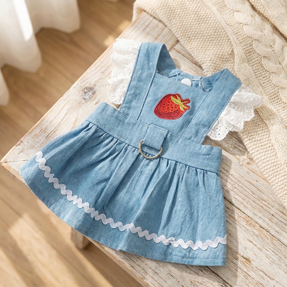 Strawberry Denim Princess Dress