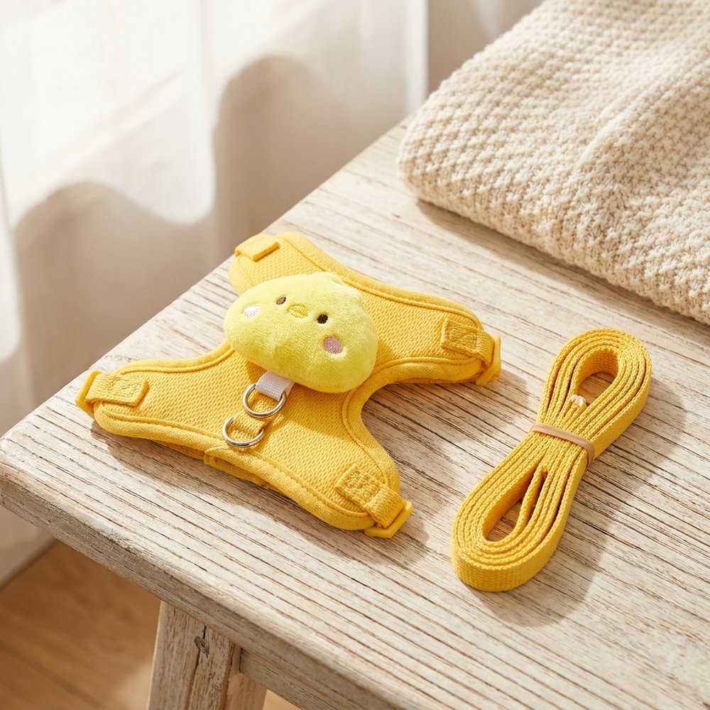 Cute Animal Face Cat Harness & Leash Set