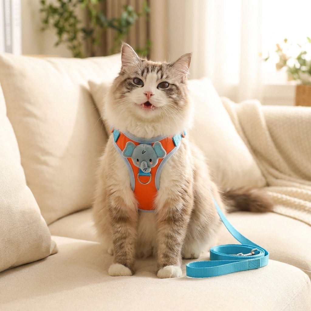 No-Pull Duck & Elephant Cat Harness & Leash Set