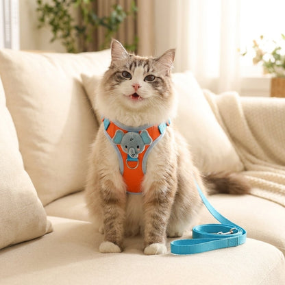 No-Pull Duck & Elephant Cat Harness & Leash Set