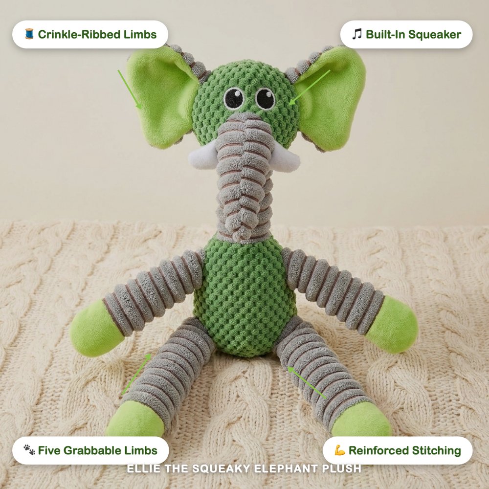 Ellie the Squeaky Elephant Plush