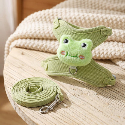 Cute Animal Face Cat Harness & Leash Set