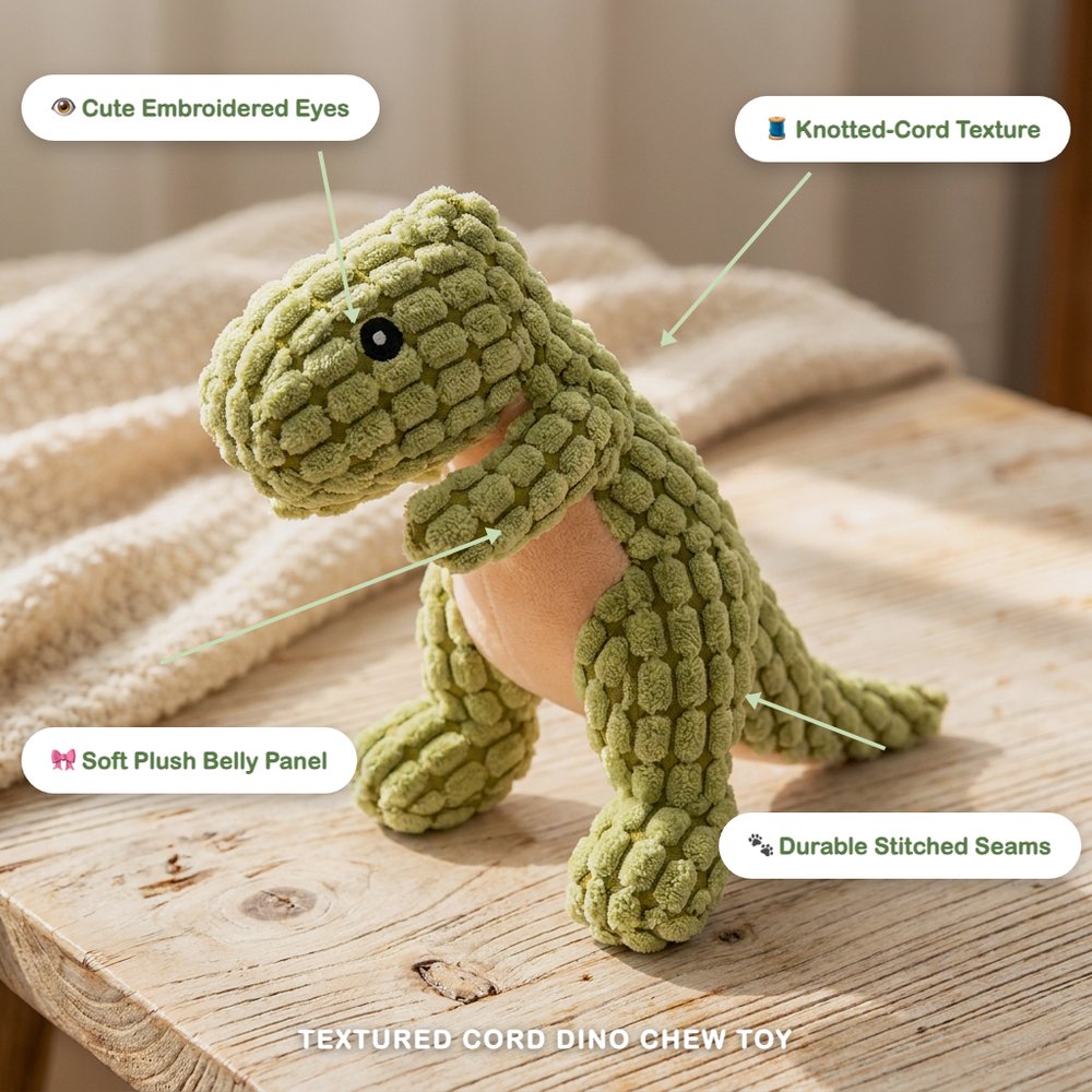 Textured Cord Dino Chew Toy