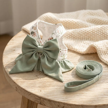 Oversized Bow Floral Harness & Leash Set